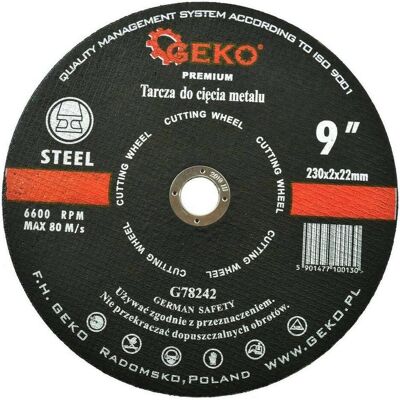 GEKO, Lame de scie, Disque à tronçonner pour métal/acier INOX, 230x2mm - Publicité GEKO, Lame de scie, Disque à tronçonner pour métal/acier INOX, 230x2mm - Publicité