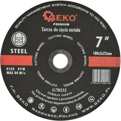 GEKO, Lame de scie, Disque à tronçonner le métal, 180x2mm - Publicité GEKO, Lame de scie, Disque à tronçonner le métal, 180x2mm - Publicité