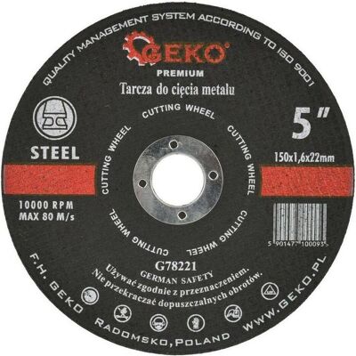 GEKO, Lame de scie, Disque à tronçonner le métal, 150x1,6mm - Publicité GEKO, Lame de scie, Disque à tronçonner le métal, 150x1,6mm - Publicité
