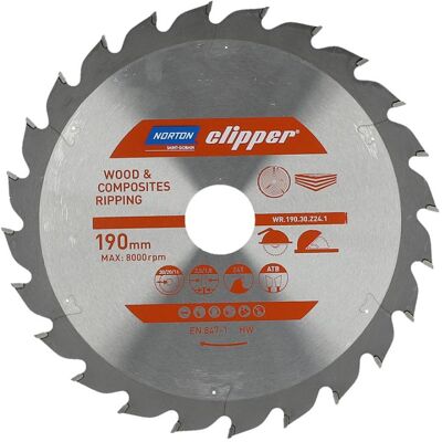 NORTON CLIPPER Lame Circulaire en Carbure - 190mm - 24 Dents - Durable & Fiable - Publicité NORTON CLIPPER Lame Circulaire en Carbure - 190mm - 24 Dents - Durable & Fiable - Publicité