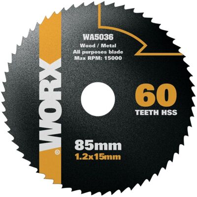 Disque de coupe universel Worx - 60 dents - 85mm - Publicité Disque de coupe universel Worx - 60 dents - 85mm - Publicité