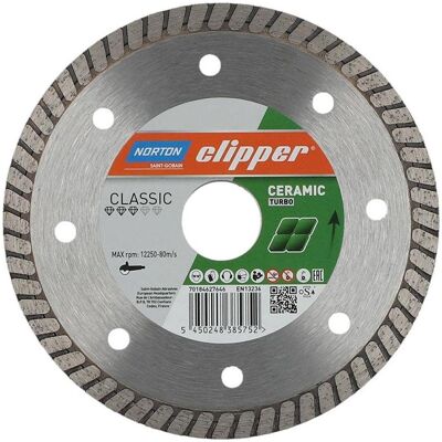 Disque diamanté Symantec Clipper - Turbo céramique - 115mm x 22,23mm - Lame diamantée pour matériaux denses - Publicité Disque diamanté Symantec Clipper - Turbo céramique - 115mm x 22,23mm - Lame diamantée pour matériaux denses - Publicité