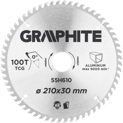 Lame de scie circulaire en aluminium Graphite 210mm - 100 dents - Publicité Lame de scie circulaire en aluminium Graphite 210mm - 100 dents - Publicité
