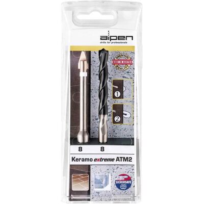 Alpen, Foret, Set de forets pour verre et carrelage Forets/notre foret pour carrelage 2pcs. (8 millimètres) - Publicité Alpen, Foret, Set de forets pour verre et carrelage Forets/notre foret pour carrelage 2pcs. (8 millimètres) - Publicité