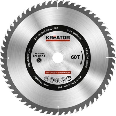 Kreator Lame de Scie Circulaire 305mm - 60 Dents - Publicité Kreator Lame de Scie Circulaire 305mm - 60 Dents - Publicité