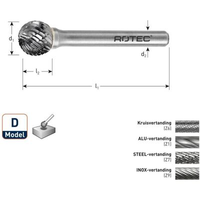 Rotec, Tête de fraisage, 433.1001 4331001 HM-Stiftschneider 9,6 mm Modell D - Publicité Rotec, Tête de fraisage, 433.1001 4331001 HM-Stiftschneider 9,6 mm Modell D - Publicité
