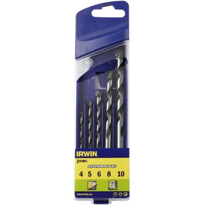 Irwin, Foret, Jeu de forets pour granit 4,5,6,8,10 mm (10 mm, 4, 5, 6, 8) - Publicité Irwin, Foret, Jeu de forets pour granit 4,5,6,8,10 mm (10 mm, 4, 5, 6, 8) - Publicité