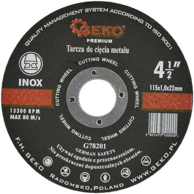 GEKO, Lame de scie, Disque à tronçonner le métal, 115x1,0mm - Publicité GEKO, Lame de scie, Disque à tronçonner le métal, 115x1,0mm - Publicité