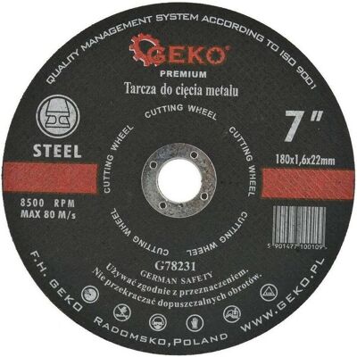 GEKO, Lame de scie, Disque à tronçonner le métal, 180x1,6mm - Publicité GEKO, Lame de scie, Disque à tronçonner le métal, 180x1,6mm - Publicité