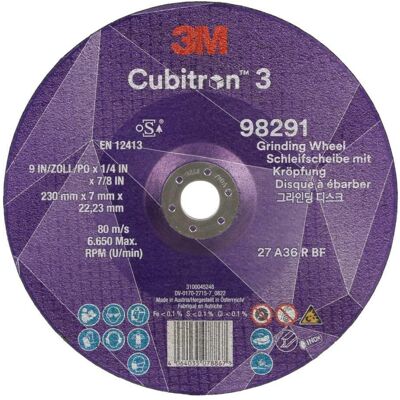 3M Abrasifs, Disque à ébarber Cubitron III 99306 36+ 115x7x22,2m T27 VE=10 (36+) - Publicité 3M Abrasifs, Disque à ébarber Cubitron III 99306 36+ 115x7x22,2m T27 VE=10 (36+) - Publicité
