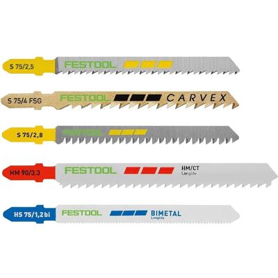 Festool, Lame de scie, Jeu de lames de scie sauteuse STS-Sort/21 W/P/M - Publicité Festool, Lame de scie, Jeu de lames de scie sauteuse STS-Sort/21 W/P/M - Publicité