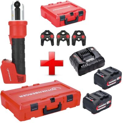 Rothenberger, Outil de presse, ROMAX NANO Akku Pressmaschine 18 V 34 kN CAS + 2x Akku 4,0 Ah + Ladegerät + 3 tlg. TH - Publicité Rothenberger, Outil de presse, ROMAX NANO Akku Pressmaschine 18 V 34 kN CAS + 2x Akku 4,0 Ah + Ladegerät + 3 tlg. TH - Publicité