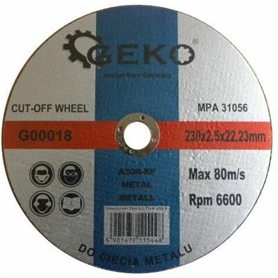 GEKO, Lame de scie, Disque à tronçonner le métal, 230x2,5x22,2mm - Publicité GEKO, Lame de scie, Disque à tronçonner le métal, 230x2,5x22,2mm - Publicité