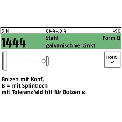 DIN - 1444 Form B - 12 mm Ø - Trou d’épingle 3,2 mm - Boulon - Publicité DIN - 1444 Form B - 12 mm Ø - Trou d’épingle 3,2 mm - Boulon - Publicité