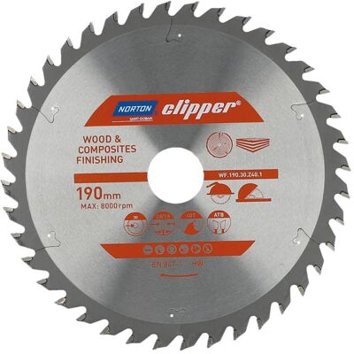 Norton 190 mm x 30 mm x 40Z Lame de Scie Circulaire - pour Bois & Composites - Publicité Norton 190 mm x 30 mm x 40Z Lame de Scie Circulaire - pour Bois & Composites - Publicité