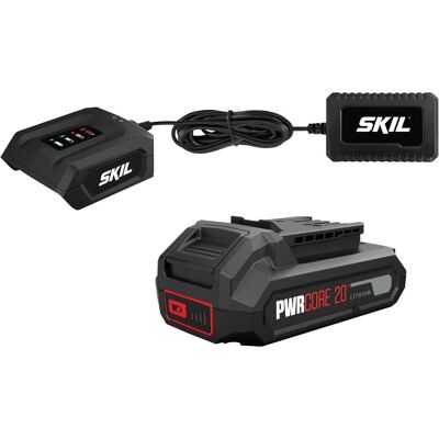 Skil, Batterie outillage + chargeur, „20V Max“-Lithium-Ionen-Akku mit 2,0 Ah & 1,0A Ladegerät – PWRCORE 20™ (20 V) - Publicité Skil, Batterie outillage + chargeur, „20V Max“-Lithium-Ionen-Akku mit 2,0 Ah & 1,0A Ladegerät – PWRCORE 20™ (20 V) - Publicité