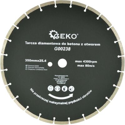 GEKO, Lame de scie, Disque à tronçonner diamanté à segments, 350x8x25,4mm - Publicité GEKO, Lame de scie, Disque à tronçonner diamanté à segments, 350x8x25,4mm - Publicité