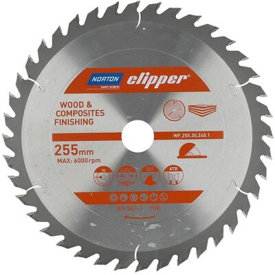 Norton - Scie circulaire 255x30x40 ATB pour bois et composites - 3,2/2,2 - Publicité Norton - Scie circulaire 255x30x40 ATB pour bois et composites - 3,2/2,2 - Publicité