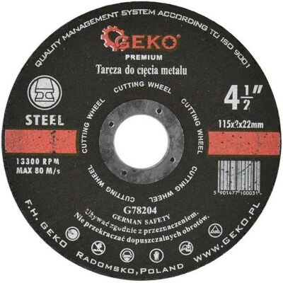 GEKO, Lame de scie, Disque à tronçonner le métal 115x2mm - Publicité GEKO, Lame de scie, Disque à tronçonner le métal 115x2mm - Publicité