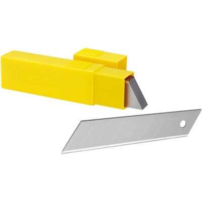 Stanley Cutter, Lames sécables 111325 Gr.25mm L.110mm épaisseur 0,7mm droites 7 segments sécables (Lame de rechange) - Publicité Stanley Cutter, Lames sécables 111325 Gr.25mm L.110mm épaisseur 0,7mm droites 7 segments sécables (Lame de rechange) - Publicité