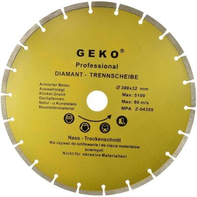 GEKO, Lame de scie, Disque à tronçonner diamanté à segments, 300x8x32mm - Publicité GEKO, Lame de scie, Disque à tronçonner diamanté à segments, 300x8x32mm - Publicité