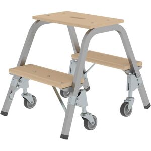 Munk, Échelle, Marchepied en acier et bois avec roulettes pivotantes 2x2 marches (Échafaudages, 62 cm) - Publicité Munk, Échelle, Marchepied en acier et bois avec roulettes pivotantes 2x2 marches (Échafaudages, 62 cm) - Publicité