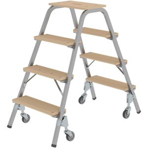 Munk, Échelle, Marchepied en acier et bois avec roulettes pivotantes 2x4 marches (Échafaudages) - Publicité Munk, Échelle, Marchepied en acier et bois avec roulettes pivotantes 2x4 marches (Échafaudages) - Publicité