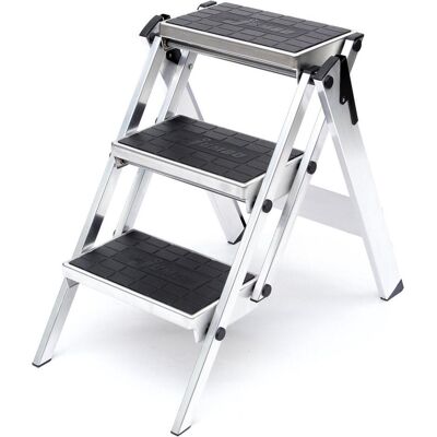 Little, Échelle, Jumbo 1313650300 Trap - Petit-fils - Aluminium - 3 treden kunststof - max. werkhoogte 2.70 m. (Escabeau) - Publicité Little, Échelle, Jumbo 1313650300 Trap - Petit-fils - Aluminium - 3 treden kunststof - max. werkhoogte 2.70 m. (Escabeau) - Publicité