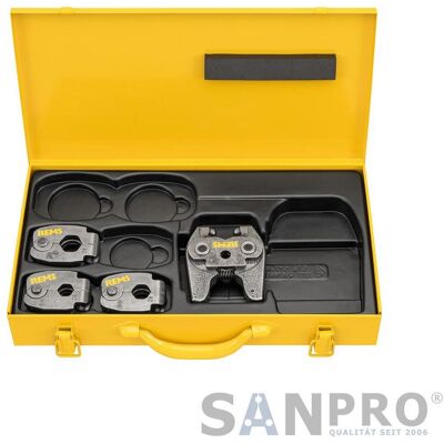 Rems, Pinces, Jeu de bagues à sertir / noix à sertir M15, 18, 22 + pince intermédiaire Mini Z8 + boîte en tôle - Publicité Rems, Pinces, Jeu de bagues à sertir / noix à sertir M15, 18, 22 + pince intermédiaire Mini Z8 + boîte en tôle - Publicité