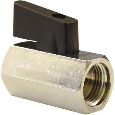Elmag, Outils pneumatiques : accessoires, Robinet à boisseau sphérique avec filet femelle des deux côtés 3/8" avec levier court - Publicité Elmag, Outils pneumatiques : accessoires, Robinet à boisseau sphérique avec filet femelle des deux côtés 3/8" avec levier court - Publicité