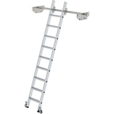 Munk, Échelle, Échelle de rayonnage à marches mobile pour rayonnage double 9 marches (Échelle pour rayonnage, 253 cm) - Publicité Munk, Échelle, Échelle de rayonnage à marches mobile pour rayonnage double 9 marches (Échelle pour rayonnage, 253 cm) - Publicité