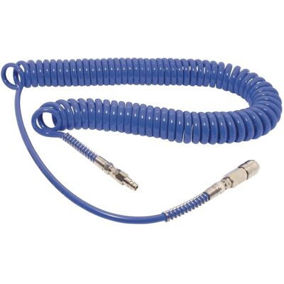 Elmag, Outils pneumatiques : accessoires, Kit de tuyau spiralé PU 10m avec raccord et embout 8x12mm - Publicité Elmag, Outils pneumatiques : accessoires, Kit de tuyau spiralé PU 10m avec raccord et embout 8x12mm - Publicité