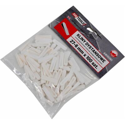 Awtools, Accessoires de pose, KLINY DO GLAZURY 6 x 27mm / MAŁE / 100szt. Publicité Awtools, Accessoires de pose, KLINY DO GLAZURY 6 x 27mm / MAŁE / 100szt. Publicité