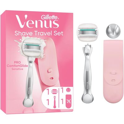 Gillette Rasoir, Venus Pro Comfortglide Sensitive Rasierapparat mit 1 Klinge, Duschhänger, Travelcase Rasier - Publicité Gillette Rasoir, Venus Pro Comfortglide Sensitive Rasierapparat mit 1 Klinge, Duschhänger, Travelcase Rasier - Publicité