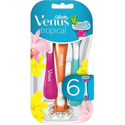Gillette Rasoir, Venus Tropical Disposable Razors - 6 Pieces - Publicité Gillette Rasoir, Venus Tropical Disposable Razors - 6 Pieces - Publicité