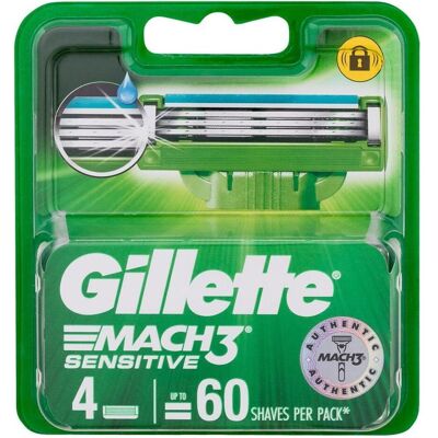 Gillette Lame de rasoir, Tête de remplacement Mach 3 Sensitive (4x) - Publicité Gillette Lame de rasoir, Tête de remplacement Mach 3 Sensitive (4x) - Publicité