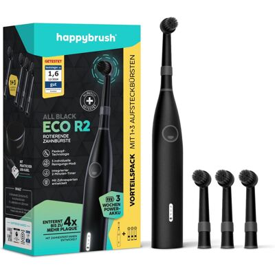 happybrush Eco R2 Allblack - Brosse à dents électrique 3 modes - Publicité happybrush Eco R2 Allblack - Brosse à dents électrique 3 modes - Publicité