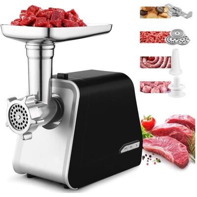 Nictemaw Moulin à viande électrique multifonction avec accessoires pour saucisses et pâtisseries, Hachoir à viande, Noir - Publicité Nictemaw Moulin à viande électrique multifonction avec accessoires pour saucisses et pâtisseries, Hachoir à viande, Noir - Publicité