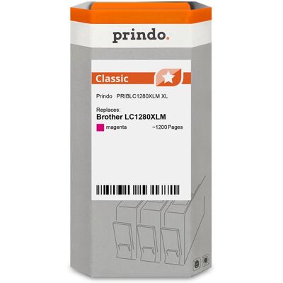 Prindo, Cartouche d'impression, compatible avec Brother LC1280XLM (M) - Publicité Prindo, Cartouche d'impression, compatible avec Brother LC1280XLM (M) - Publicité