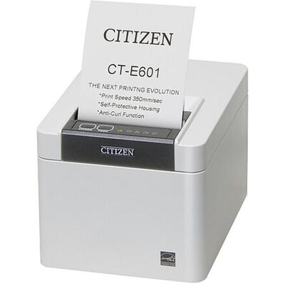 Citizen CT-E601 Imprimante, USB avec (RS-232, USB 2.0), Imprimante de caisse, Blanc - Publicité Citizen CT-E601 Imprimante, USB avec (RS-232, USB 2.0), Imprimante de caisse, Blanc - Publicité