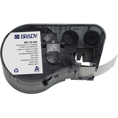 Brady, Rouleau d’étiquettes, M5-118-492, FreezerBondz II(TM), polyester, noir sur blanc, 9.53 x 25.40 mm, avec étiquette de - Publicité Brady, Rouleau d’étiquettes, M5-118-492, FreezerBondz II(TM), polyester, noir sur blanc, 9.53 x 25.40 mm, avec étiquette de - Publicité