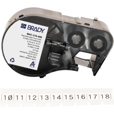 Brady, Rouleau d’étiquettes, M4C-318-498, Vinyle tissé repositionnable, noir sur blanc, 8.08 mm x 4.88 m, en continu - Publicité Brady, Rouleau d’étiquettes, M4C-318-498, Vinyle tissé repositionnable, noir sur blanc, 8.08 mm x 4.88 m, en continu - Publicité