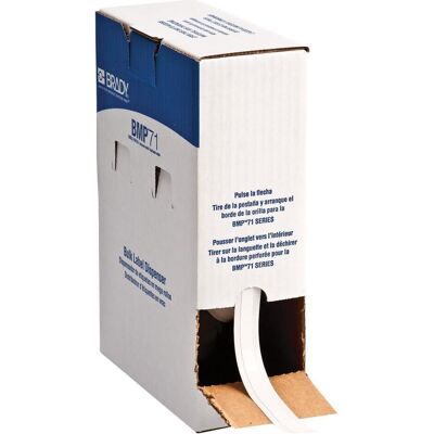 Brady, Rouleau d’étiquettes, BMC-375-498, Tissu vinyle, blanc, mat, 9.53 mm x 83.80 m, repositionnable, continu, gros rouleau - Publicité Brady, Rouleau d’étiquettes, BMC-375-498, Tissu vinyle, blanc, mat, 9.53 mm x 83.80 m, repositionnable, continu, gros rouleau - Publicité