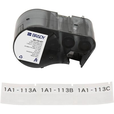 Brady, Rouleau d’étiquettes, M5-133-427, vinyle auto-laminant, noir sur blanc/transparent, 44.45 x 9.53(25.40) mm (44.45 mm) - Publicité Brady, Rouleau d’étiquettes, M5-133-427, vinyle auto-laminant, noir sur blanc/transparent, 44.45 x 9.53(25.40) mm (44.45 mm) - Publicité
