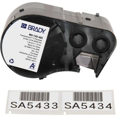 Brady, Rouleau d’étiquettes, M5-125-492, FreezerBondz II(TM), polyester, noir sur blanc, 25.40 x 44.45 mm, permanent (1 - Publicité Brady, Rouleau d’étiquettes, M5-125-492, FreezerBondz II(TM), polyester, noir sur blanc, 25.40 x 44.45 mm, permanent (1 - Publicité