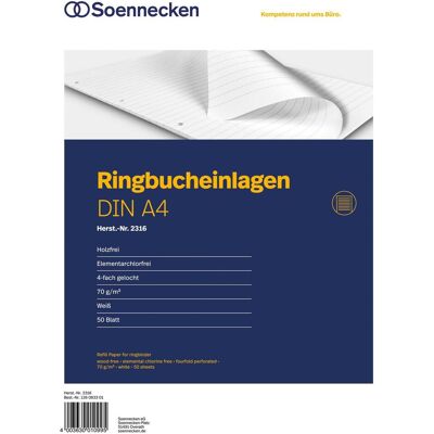 Soennecken, Papier, Format de papier : DIN A4 Finition : lignée (A4, 50 feuilles, 70 g/m²) - Publicité Soennecken, Papier, Format de papier : DIN A4 Finition : lignée (A4, 50 feuilles, 70 g/m²) - Publicité