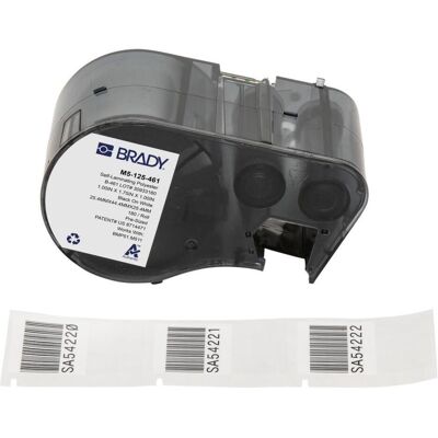 Brady, Rouleau d’étiquettes, M5-125-461, polyester, noir sur blanc/transparent, 25.40 x 25.40(44.45) mm, auto-laminant - Publicité Brady, Rouleau d’étiquettes, M5-125-461, polyester, noir sur blanc/transparent, 25.40 x 25.40(44.45) mm, auto-laminant - Publicité