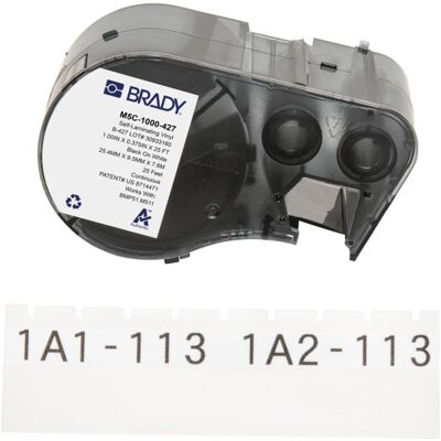Brady, Rouleau d’étiquettes, M5C-1000-427, vinyle auto-laminant, noir sur blanc/transparent, 25.40 mm x 7.62 m, Ka (25.40 mm) - Publicité Brady, Rouleau d’étiquettes, M5C-1000-427, vinyle auto-laminant, noir sur blanc/transparent, 25.40 mm x 7.62 m, Ka (25.40 mm) - Publicité