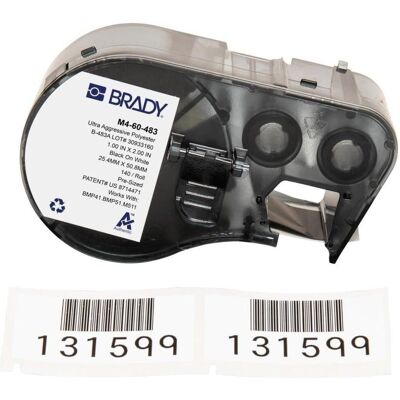 Brady, Rouleau d’étiquettes, M4-60-483, polyester, noir sur blanc, brillant, 25.40 x 50.80 mm, adhésif extra fort (140 (25.40 mm) - Publicité Brady, Rouleau d’étiquettes, M4-60-483, polyester, noir sur blanc, brillant, 25.40 x 50.80 mm, adhésif extra fort (140 (25.40 mm) - Publicité