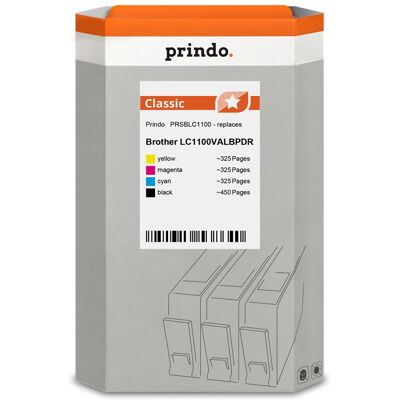 Prindo, Cartouche d'impression, compatible avec Brother LC-1100 /// (C, CF, M, Y) - Publicité Prindo, Cartouche d'impression, compatible avec Brother LC-1100 /// (C, CF, M, Y) - Publicité